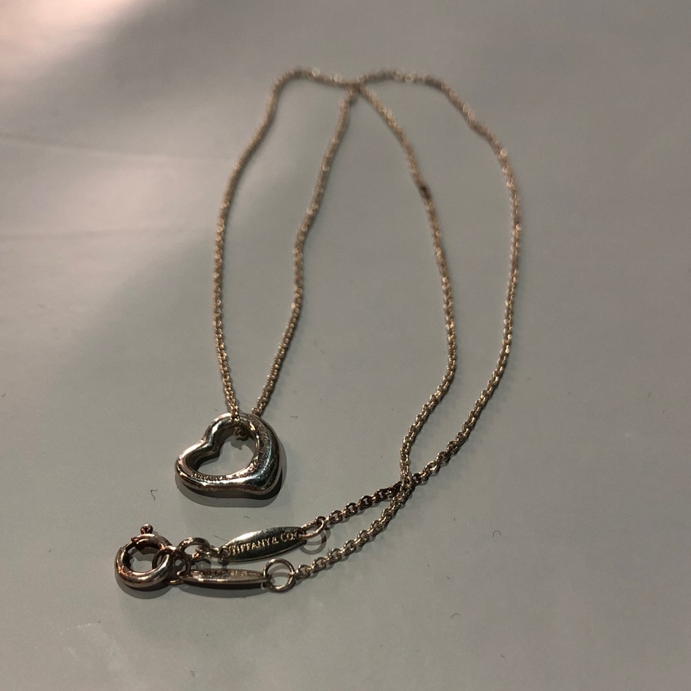 Tiffany & Co. Elsa Peretti Mini Open Heart Necklace 925 16”